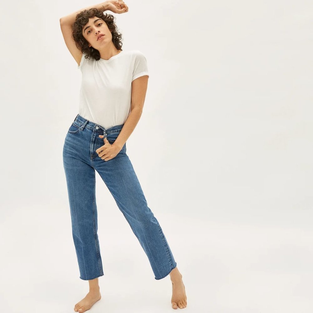 NWOT Everlane Way-High Jean Distressed Blue Wash! - Picture 5 of 16